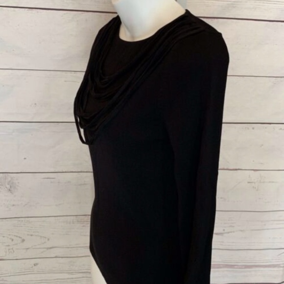 RERY Strappy Neck Rib Knit Top Split Cuff Black - Picture 4 of 8